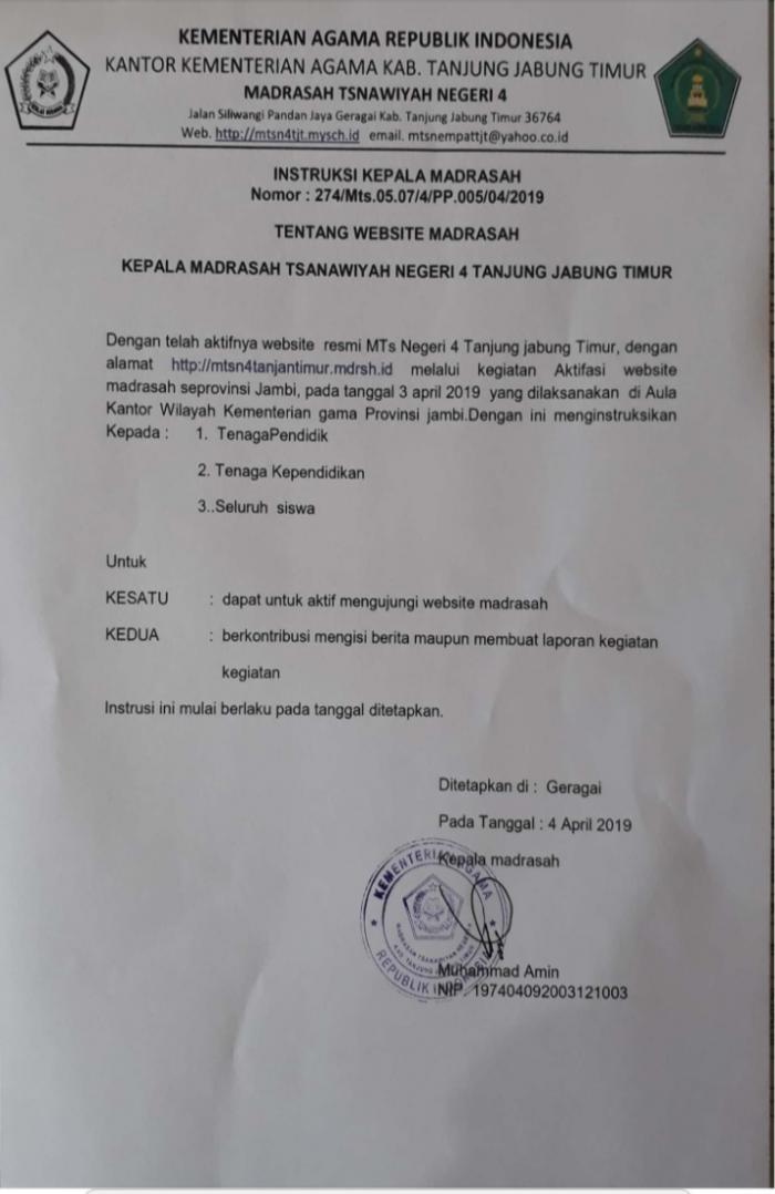 Himbauan Kepala Madrasah Untuk Aktif Menjadi Kontributor Website Madrasah
