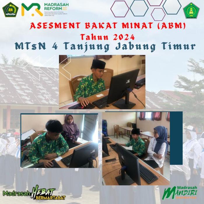 Siswa Kelas IX MTsN 4 Tanjung Jabung Timur Mengikuti Asesmen Bakat Minat (ABM) 2024