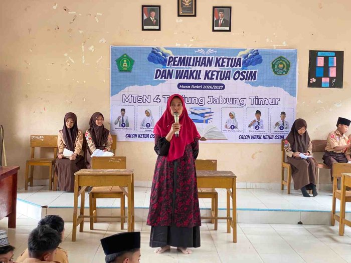 Debat Calon Ketua OSIM MTsN 4 Tanjung Jabung Timur Berlangsung Dinamis